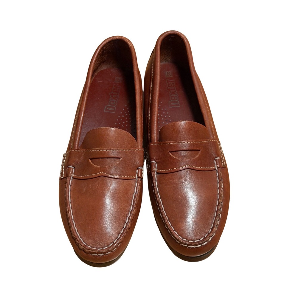 Vintage Dexter Brown Leather Penny Loafers - Made in USA - Size 7.5 M